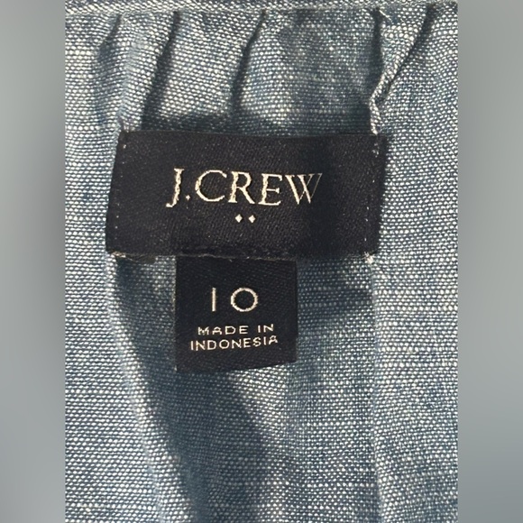 J. Crew Re-Imagined Blue Chambray Tiered Ruffle Dress Women’s Sz 10 Cottagecore - Picture 2 of 10